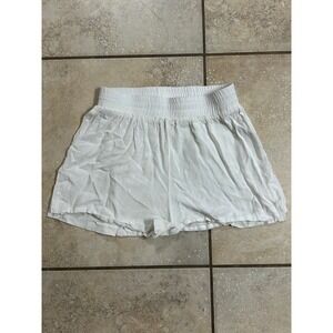 White Flowy Shorts Elastic‎ Waist Casual Comfy Loungewear Size Small